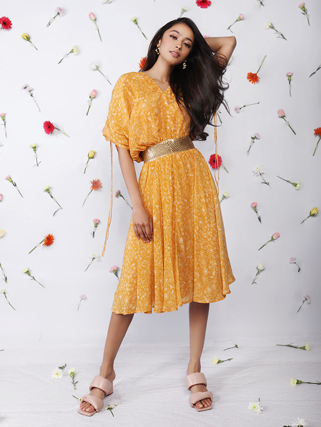 Summer dress with attached belt