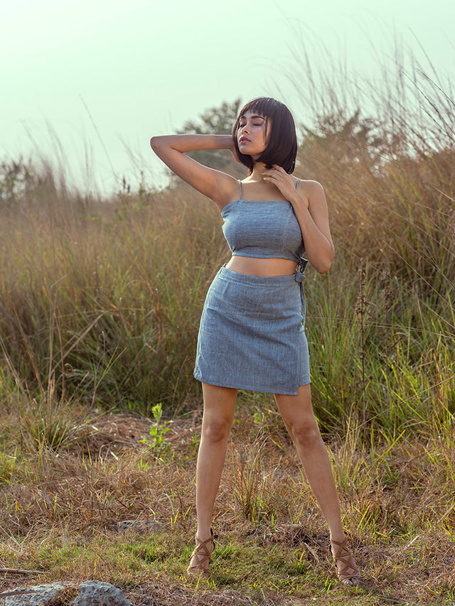 Indigo Slip Crop Top