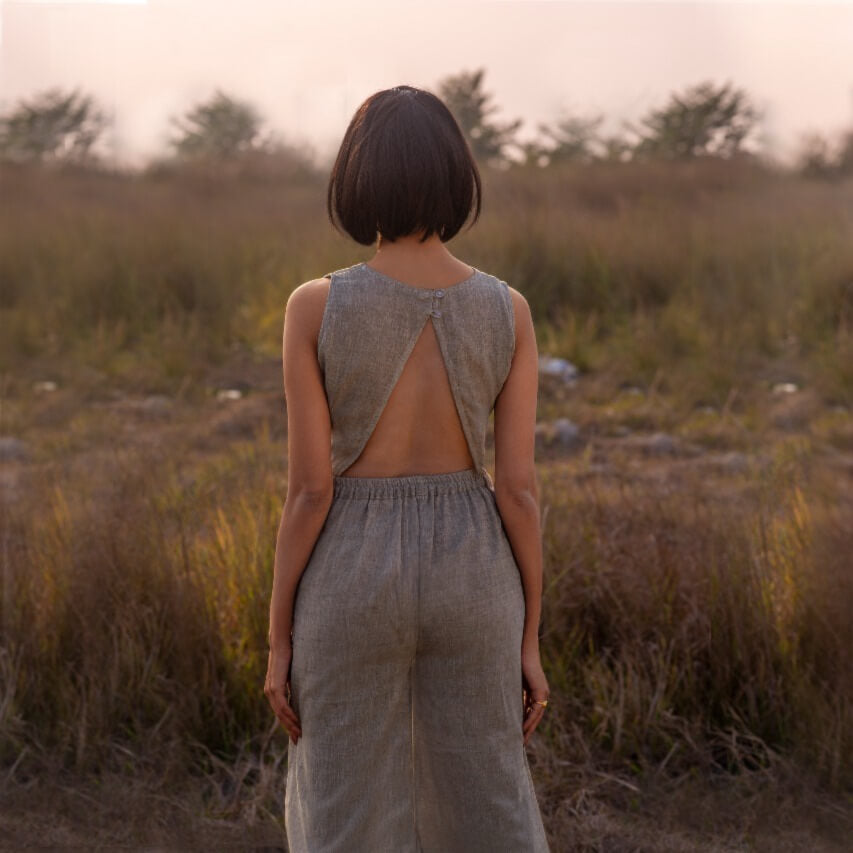 Backless Crop Top With Culottes