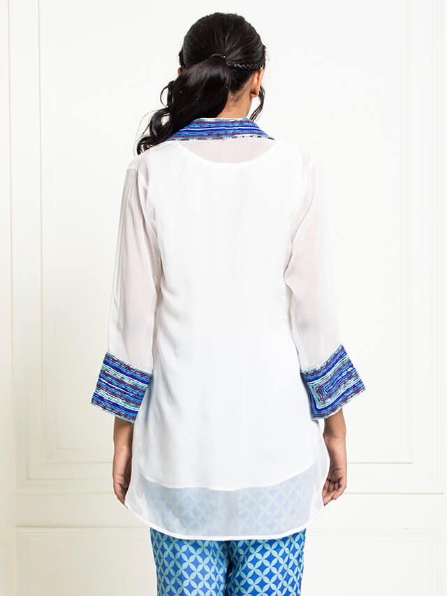 Organza Shirt With Gradient Printed Pants