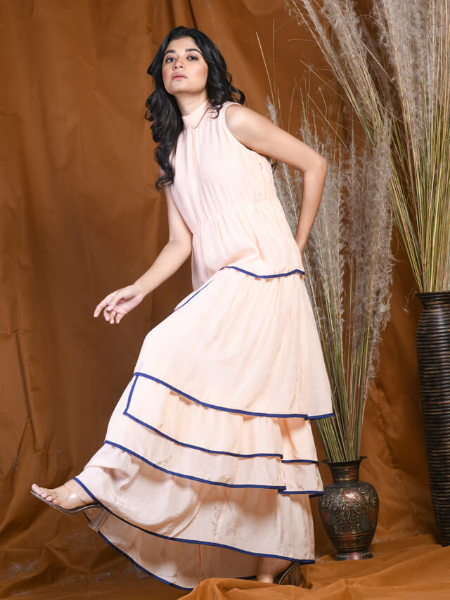 Satin Asymmetrical Tiered Maxi Dress The Outfit Club Satin Asymmetrical Tiered Maxi Dress The Outfit Club