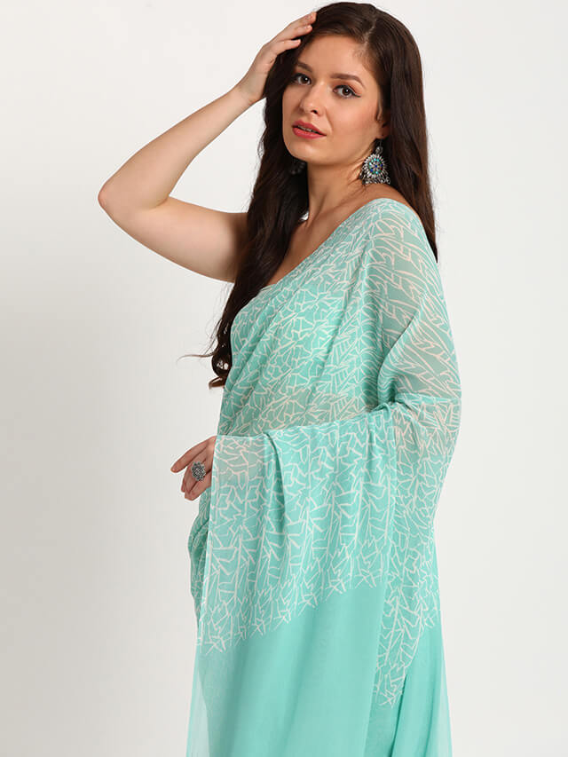 Blue Doodle|Printed Saree| Georgette1