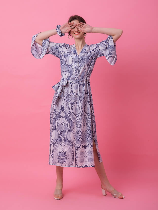 Snake print kaftan dress