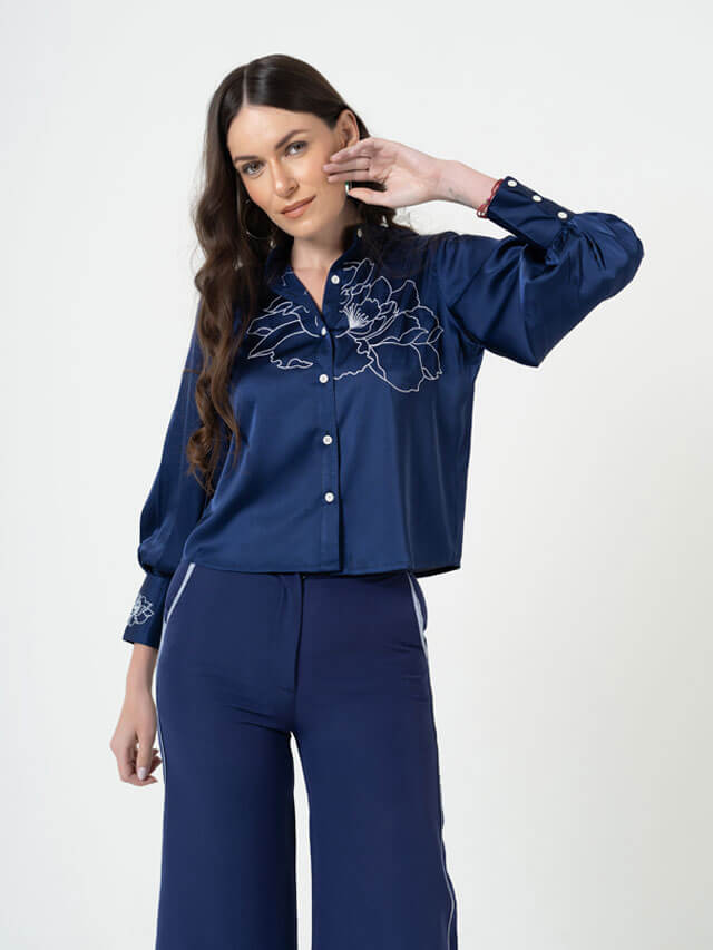 Embroidered Shirt and Pants Set