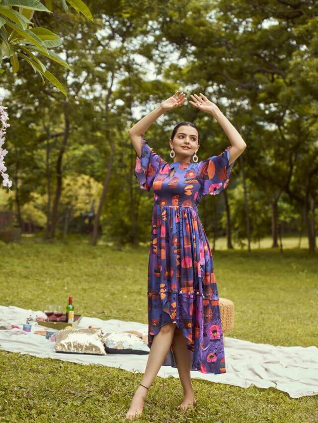 Dreamy sunset printed detachable dress