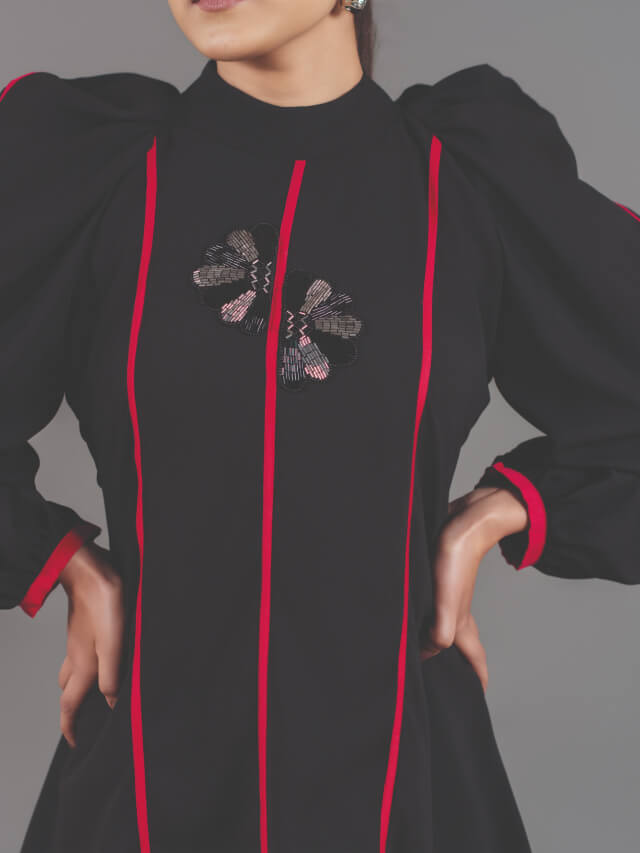 Black Pink Piping Co-ord Set