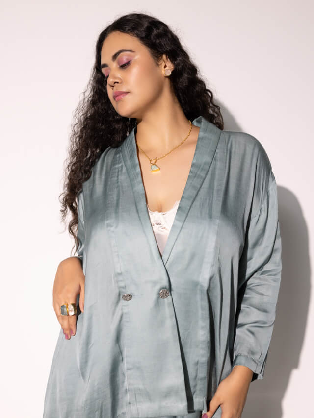 Bella Moss Satin Oversize Co-ord Set