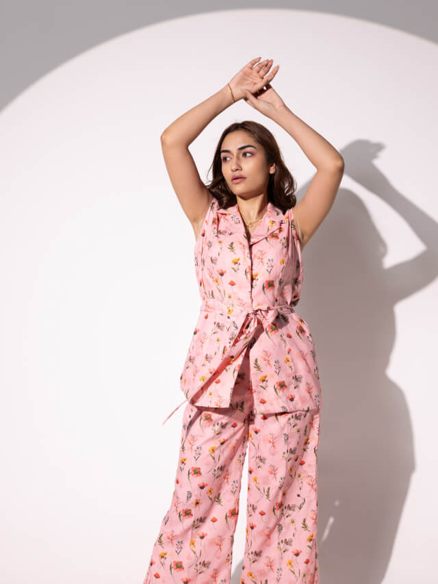 Pink blazer co ord hot sale