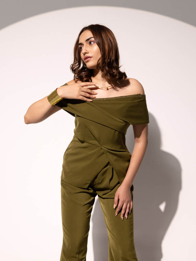Grace olive off shoulder co-ord