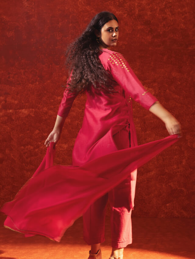 Chanderi hashtag suit