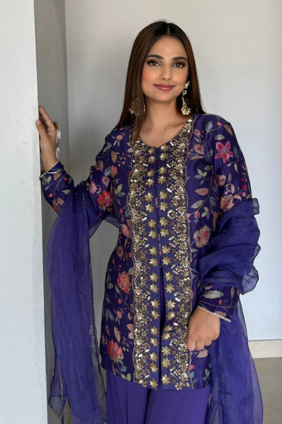 Azalea Sharara Set with Embroidery