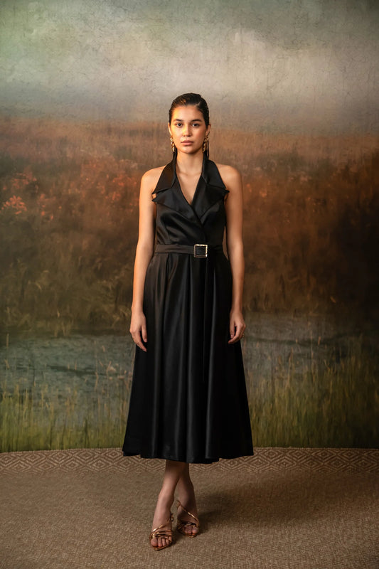 Valencia Dress in Midnight Noir