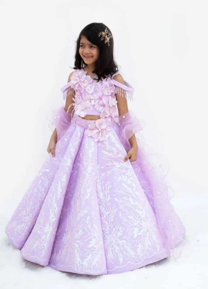 Lilac Embroidered Lehenga Choli