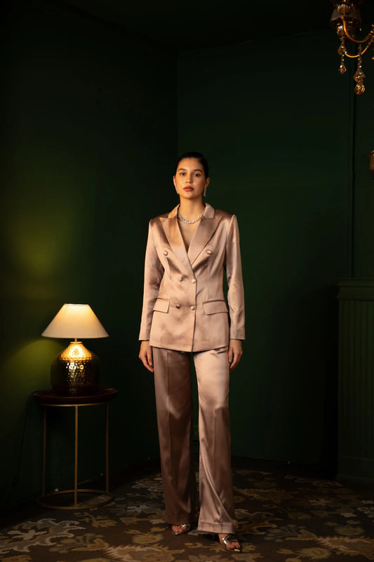 Double Breasted Liquid Sculpted Suit Ensemble