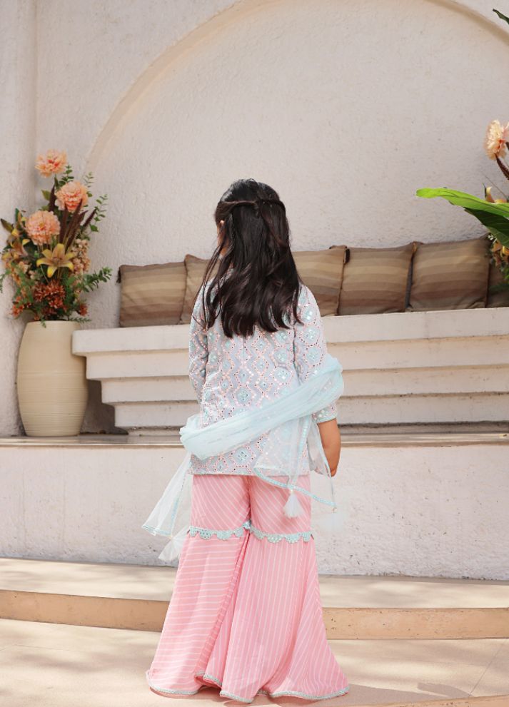 Mirror Embroidered Kurti Sharara