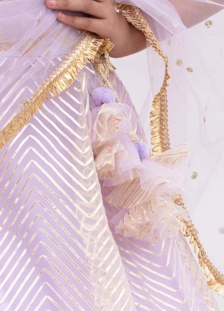 Lilac Gota Embroidery Lehenga with Choli & Boti Net Dupatta