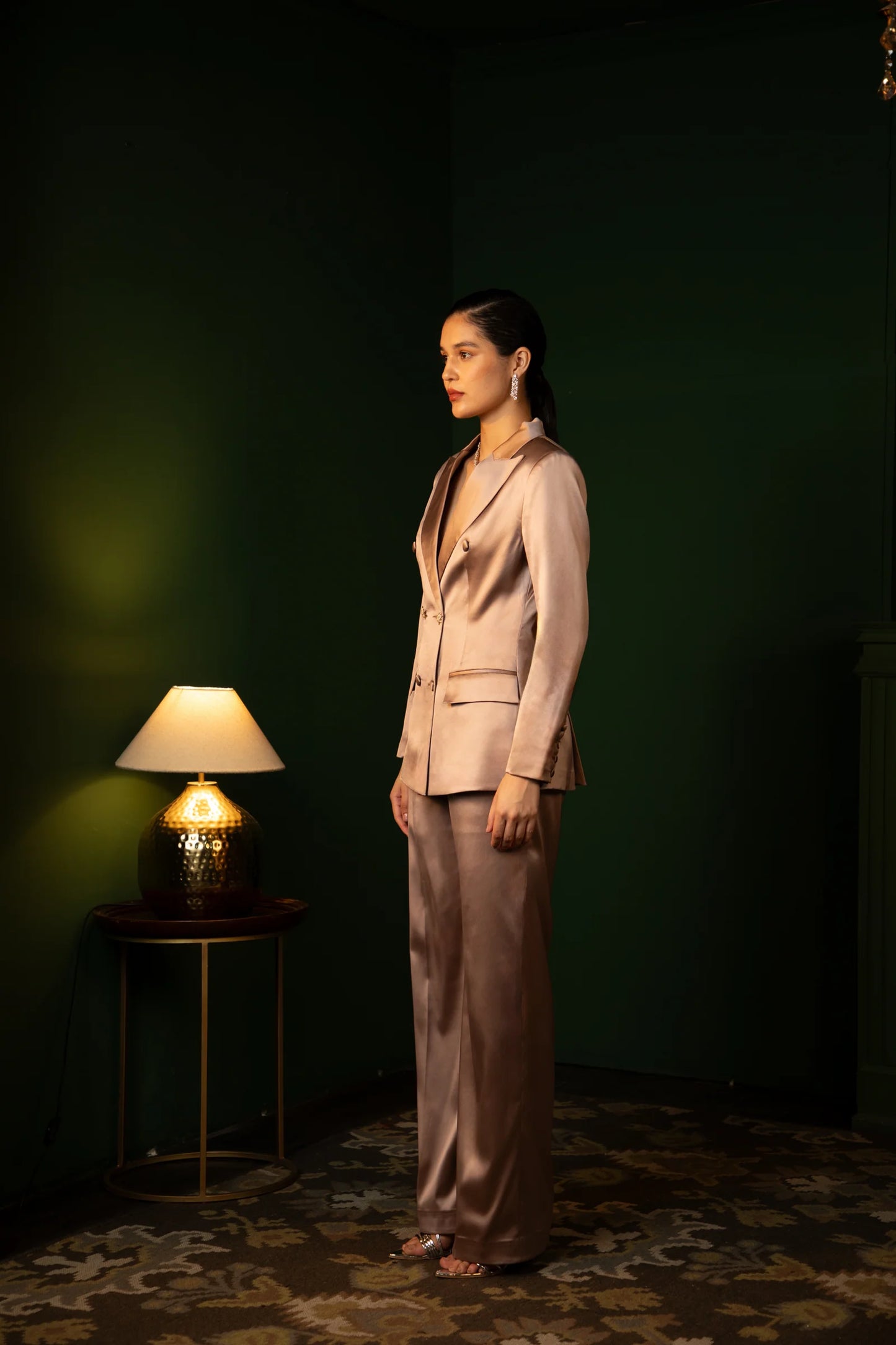 Double Breasted Liquid Sculpted Suit Ensemble