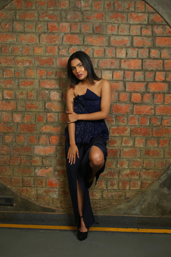 Glimmer side slit pant set