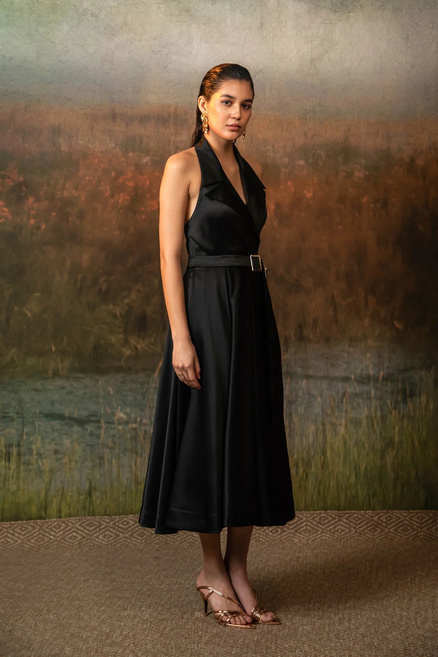 Valencia Dress in Midnight Noir