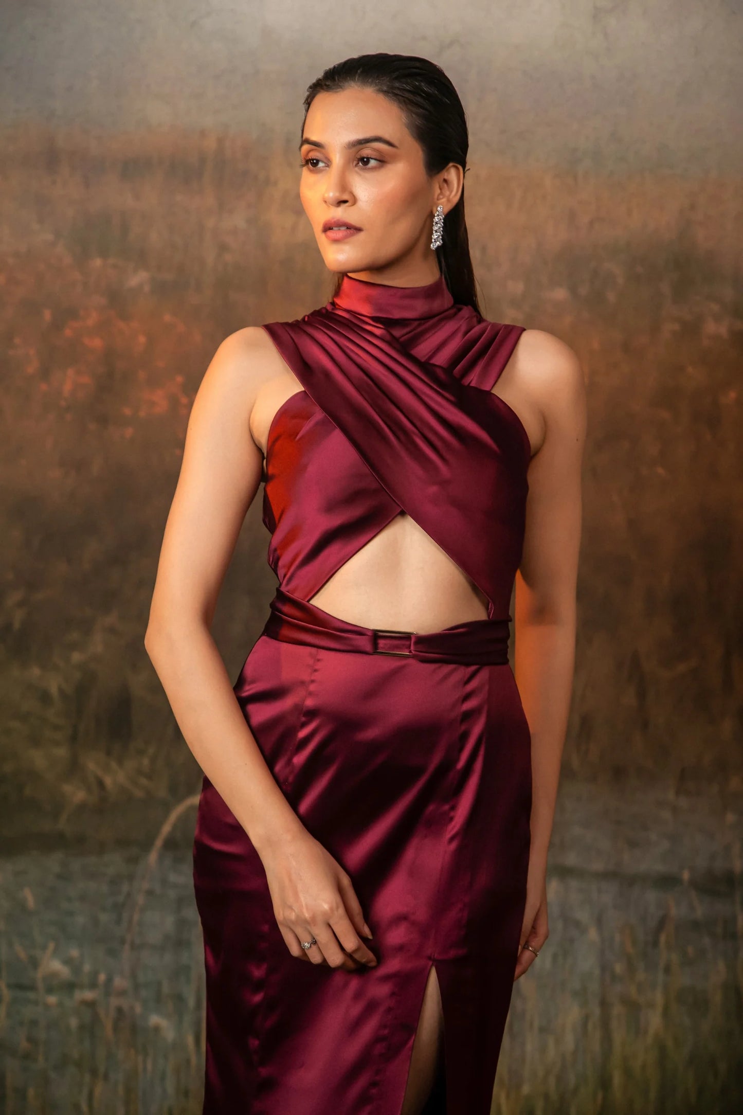 Dione Gown in Deep Rosewood