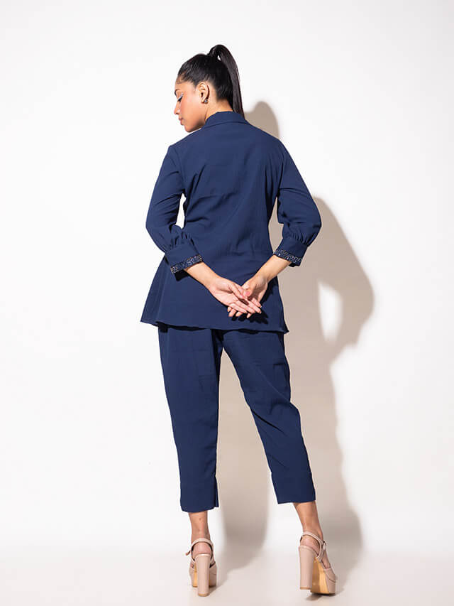 Kardana Collar Embroidery Tie-up Co-ord Set