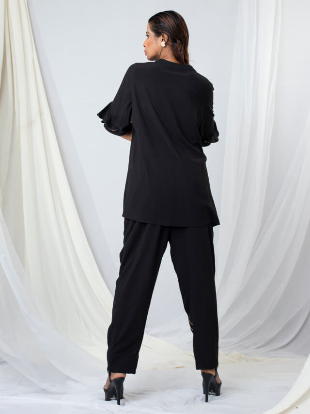 Giraffe Embroidered Co-ord Set With Frill Detail Sleeve