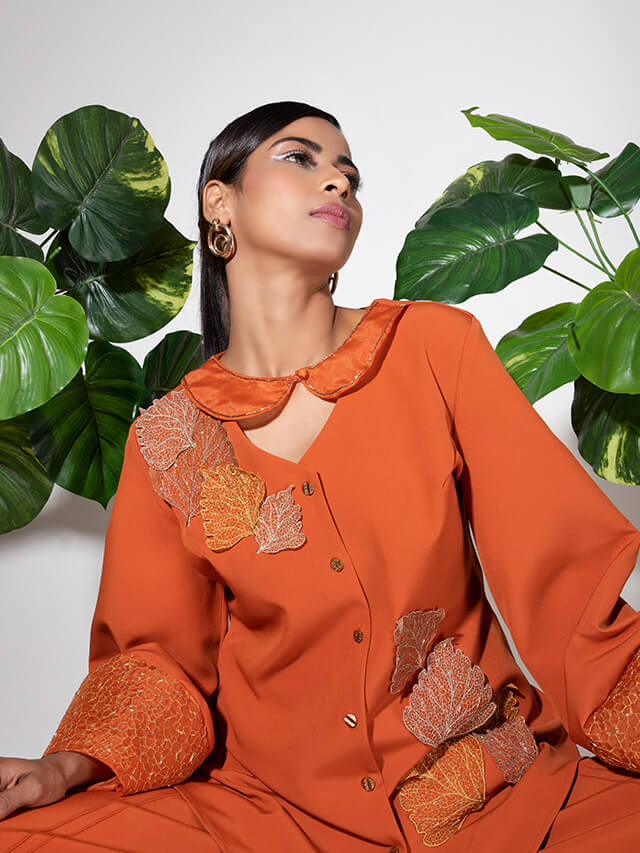 Lantern Sleeve Embroidered Co-ord Set