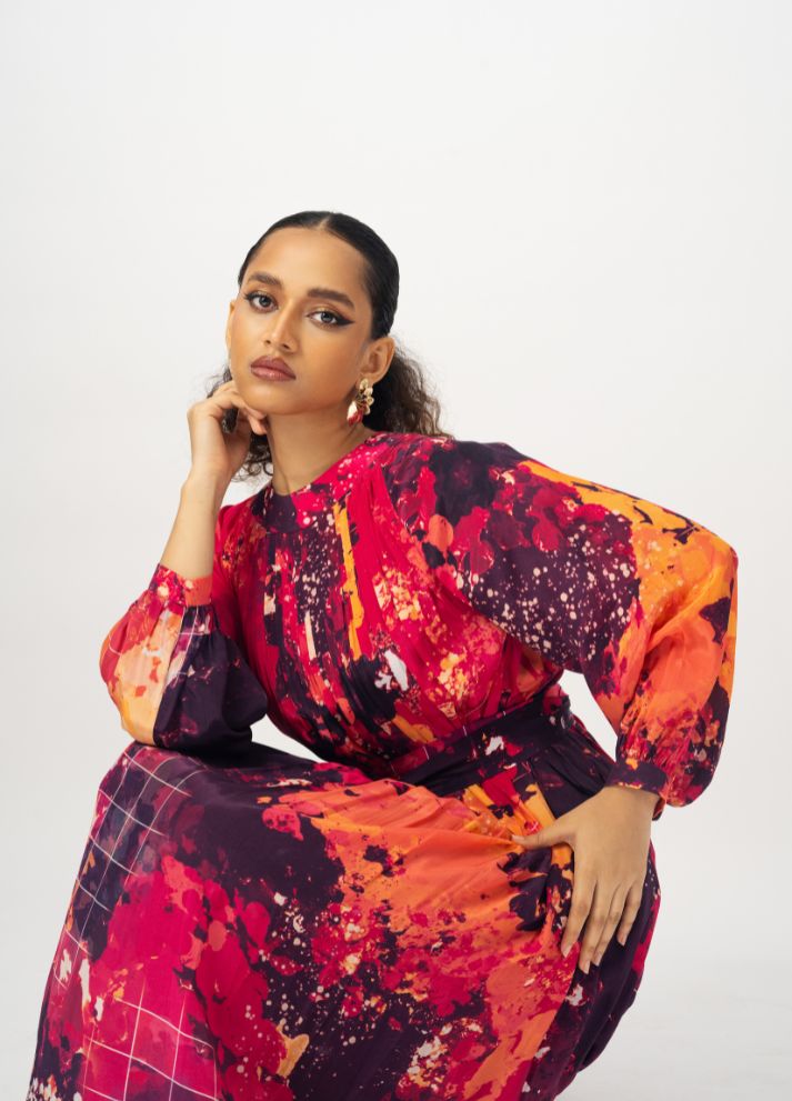 Pleated Dress Halter Neck