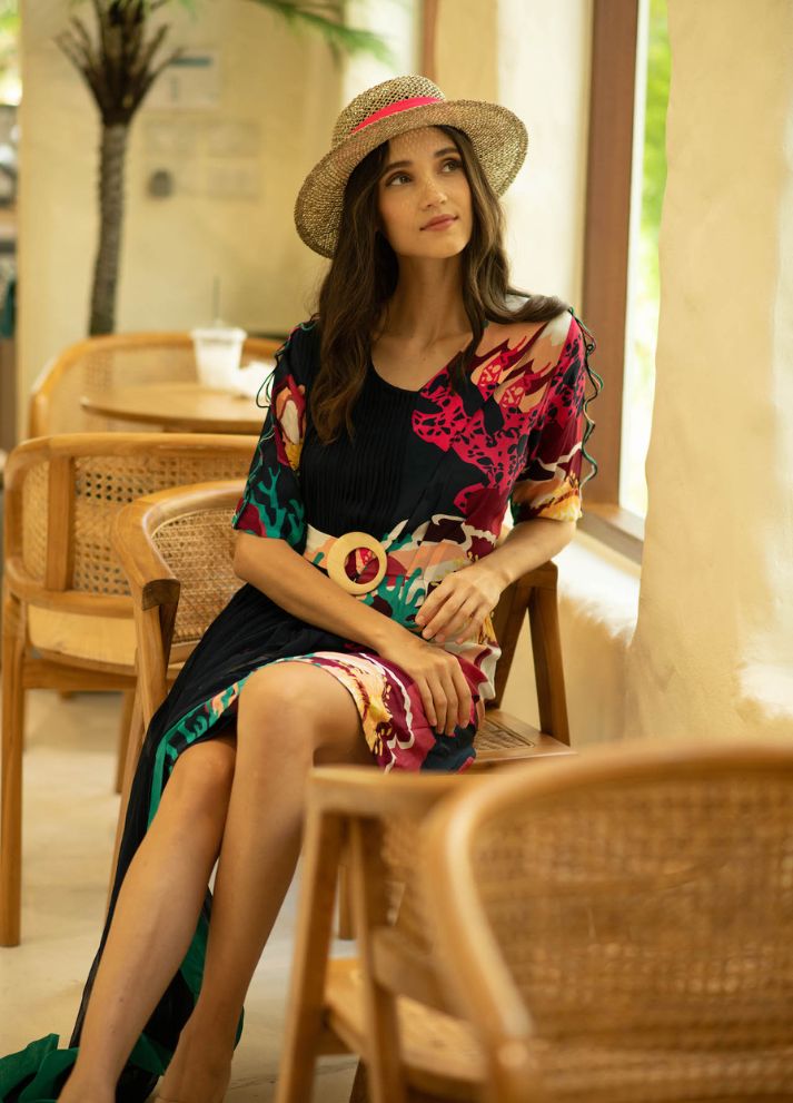 Printed Dress With Belt