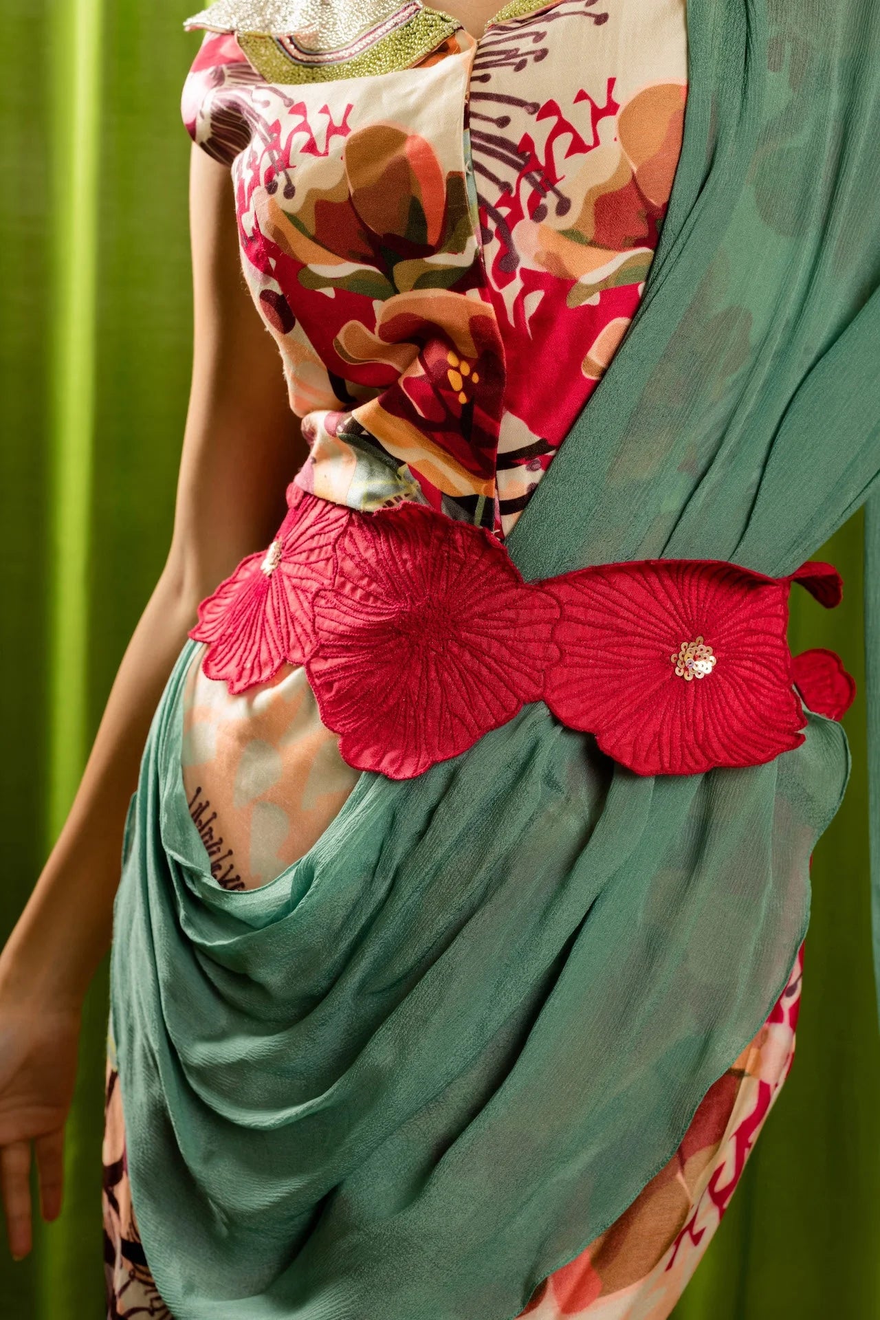 Fusion Co-ord Set With Applique Belt