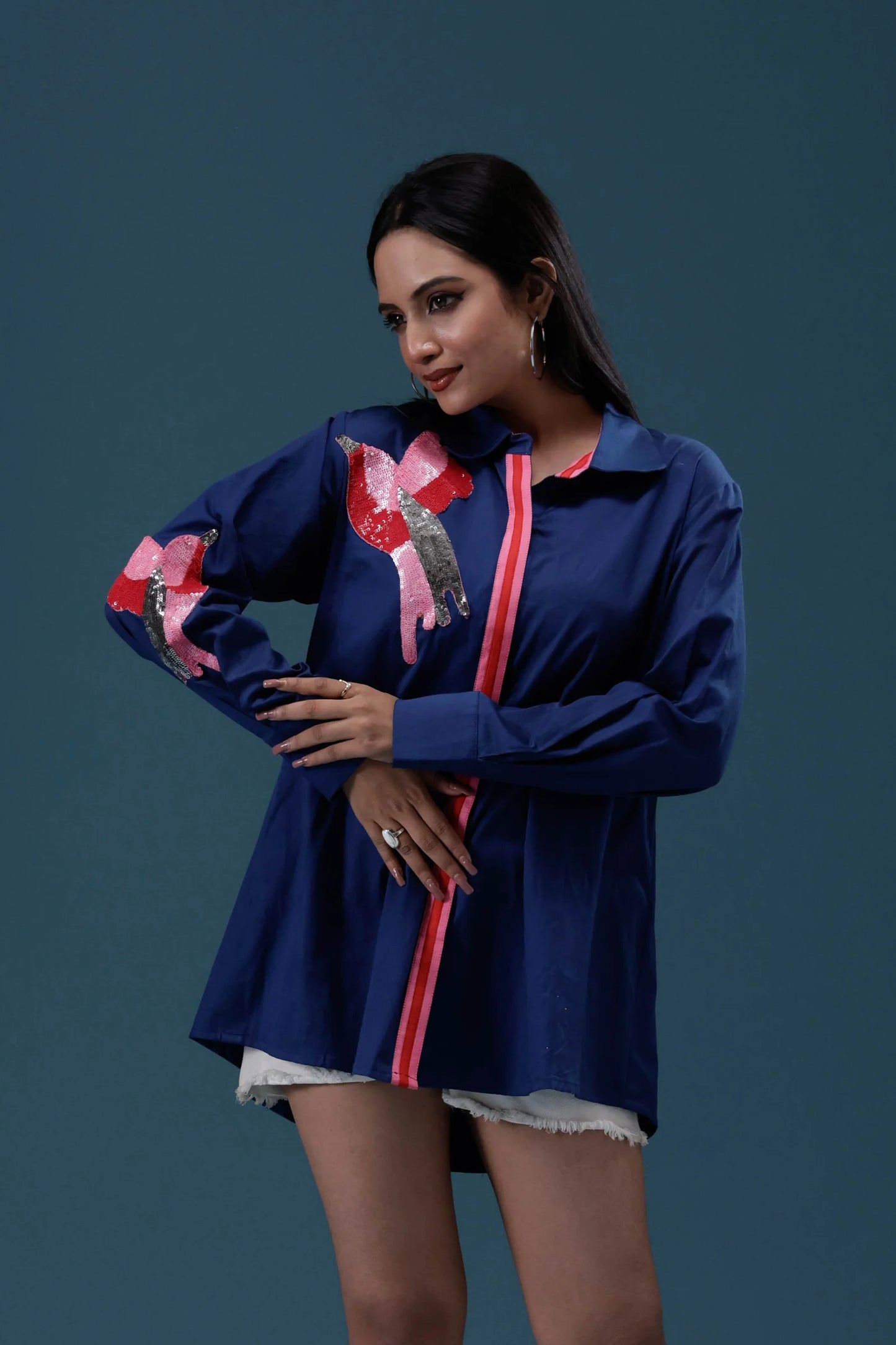 Bird Sequin Patch Shirt