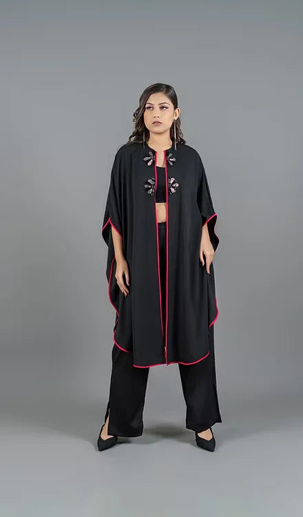 Black pink 3 piece set with shrug