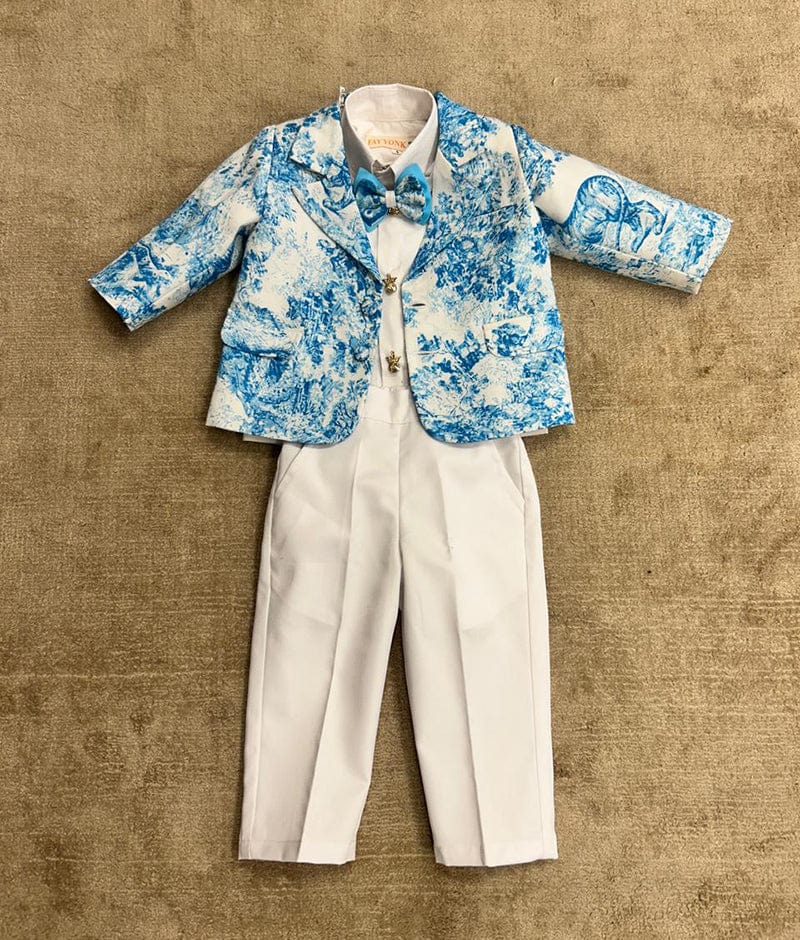 Blue Printed Coat Set