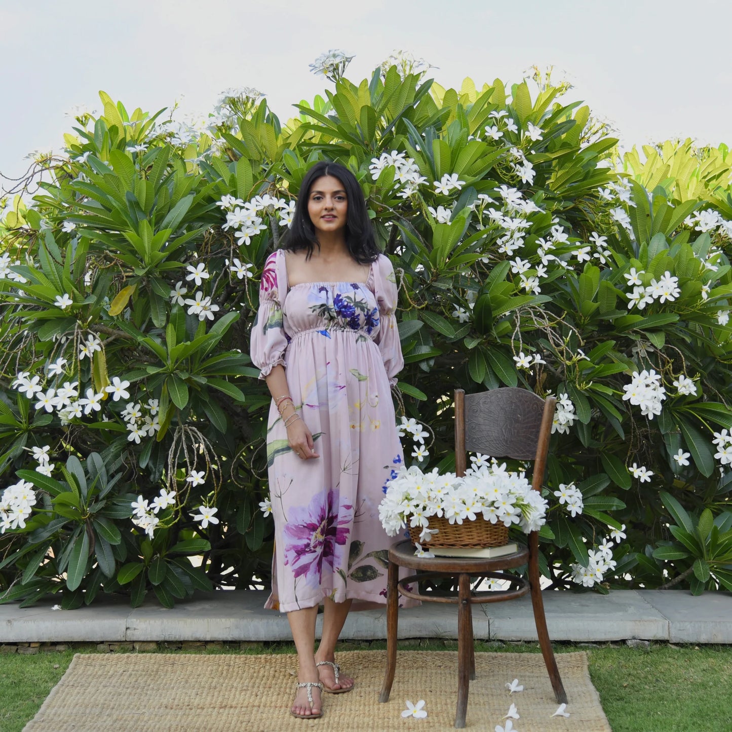 Alissa Dress -Onion Pink Floral Print Long Dress