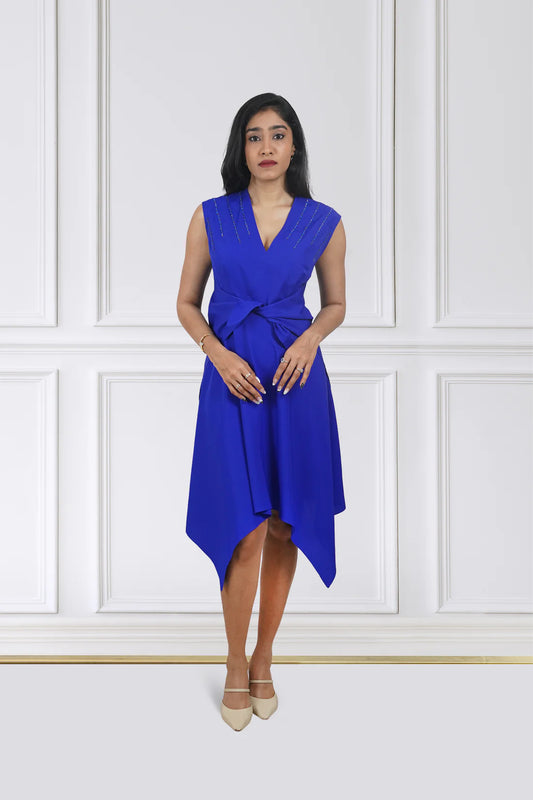 Electric Blue Knot Midi Dress