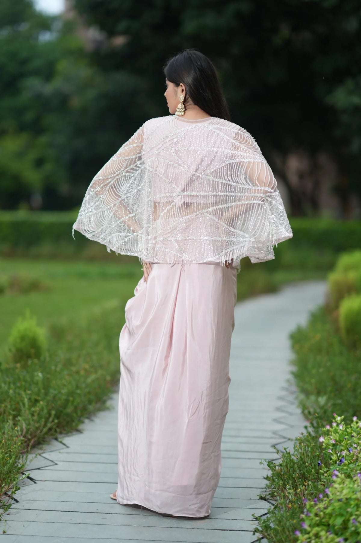 Embroidered Cape Style Outfit