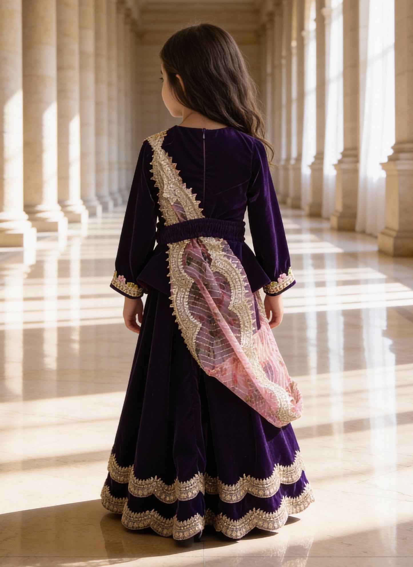 Purple Velvet lehenga choli for Girls