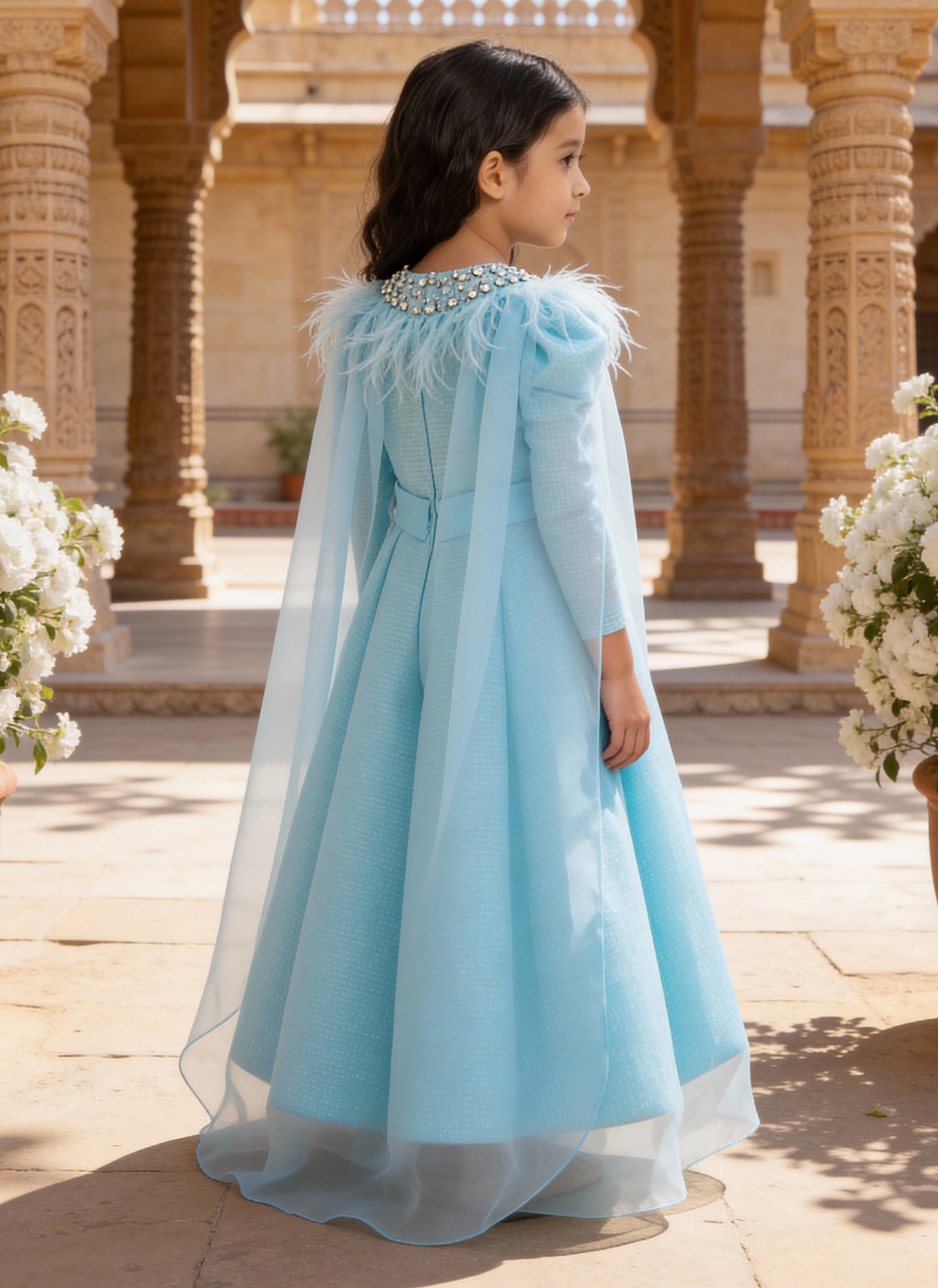 Blue Sequence Embroidery Gown
