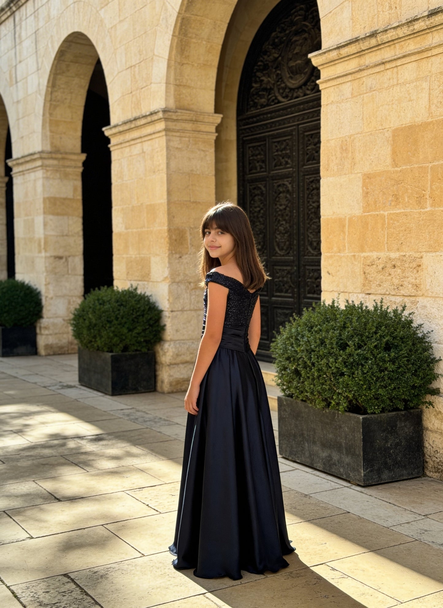 Black Sequence embroidery Gown