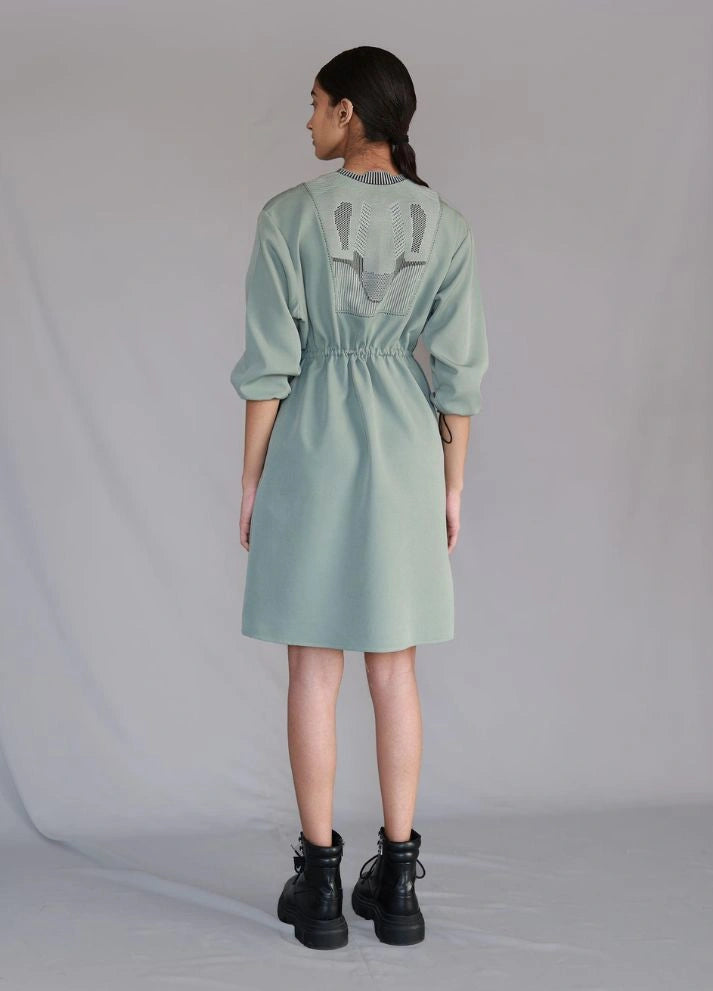 Grey Knitted Panel Short Dress