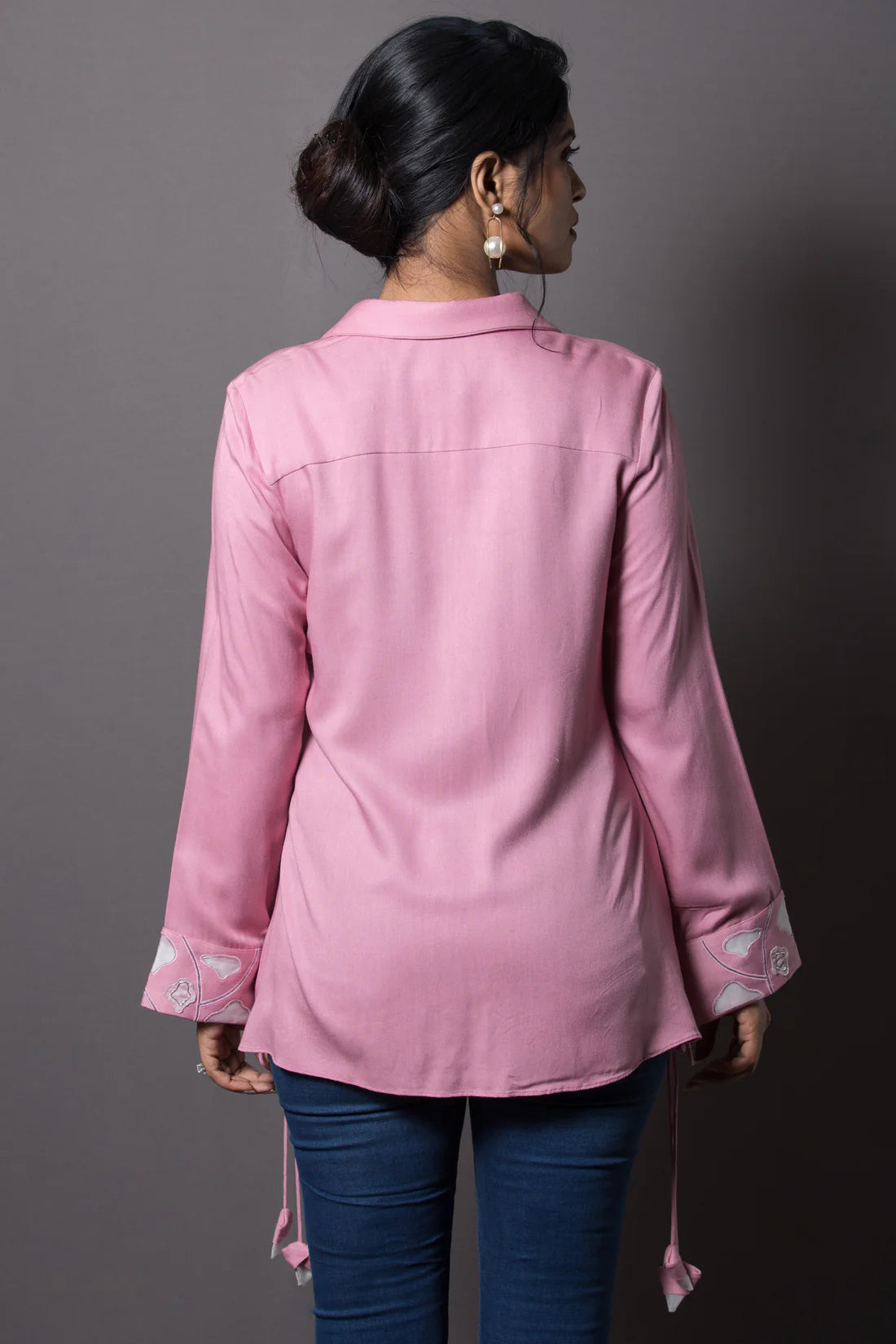 Hemline Accent Embroidered Shirt