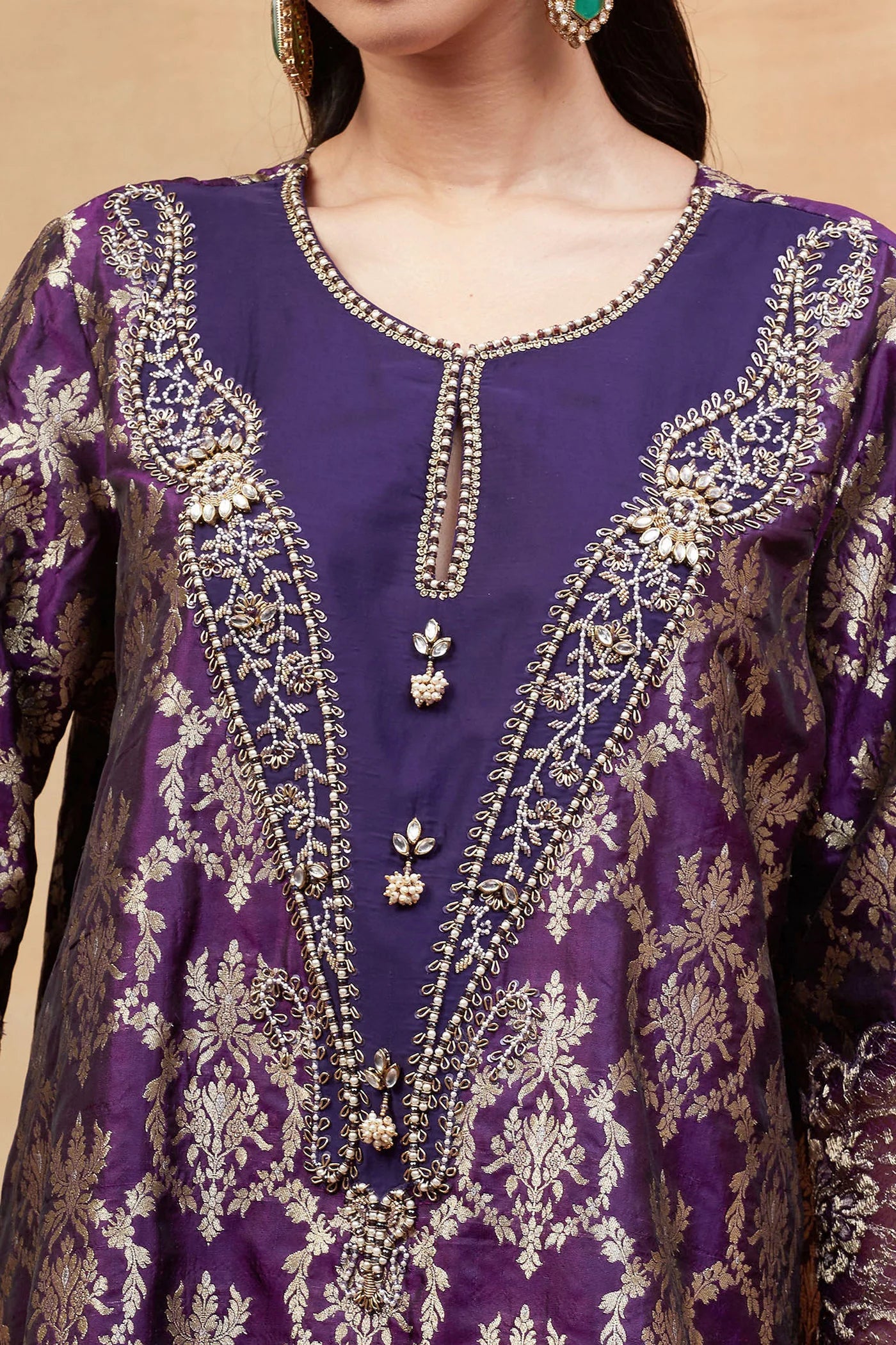 Janaki Jamuni Hand Embroidered Banarasi Sharara set