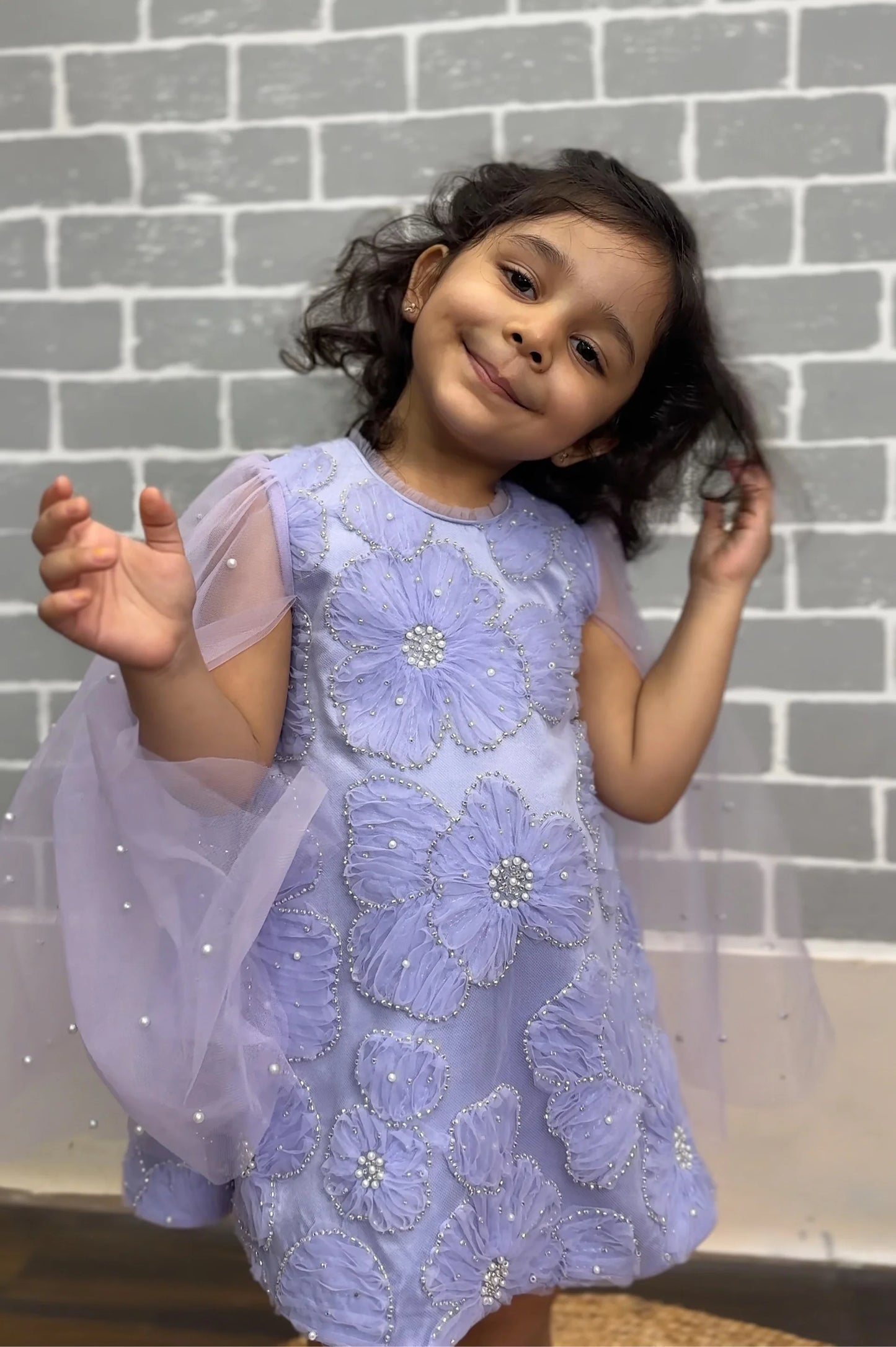 Lilac Flower Cape Dress