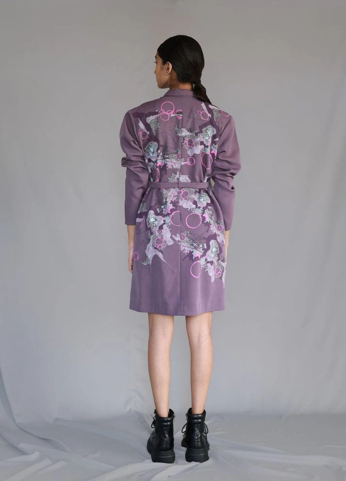 Mauve map coat dress