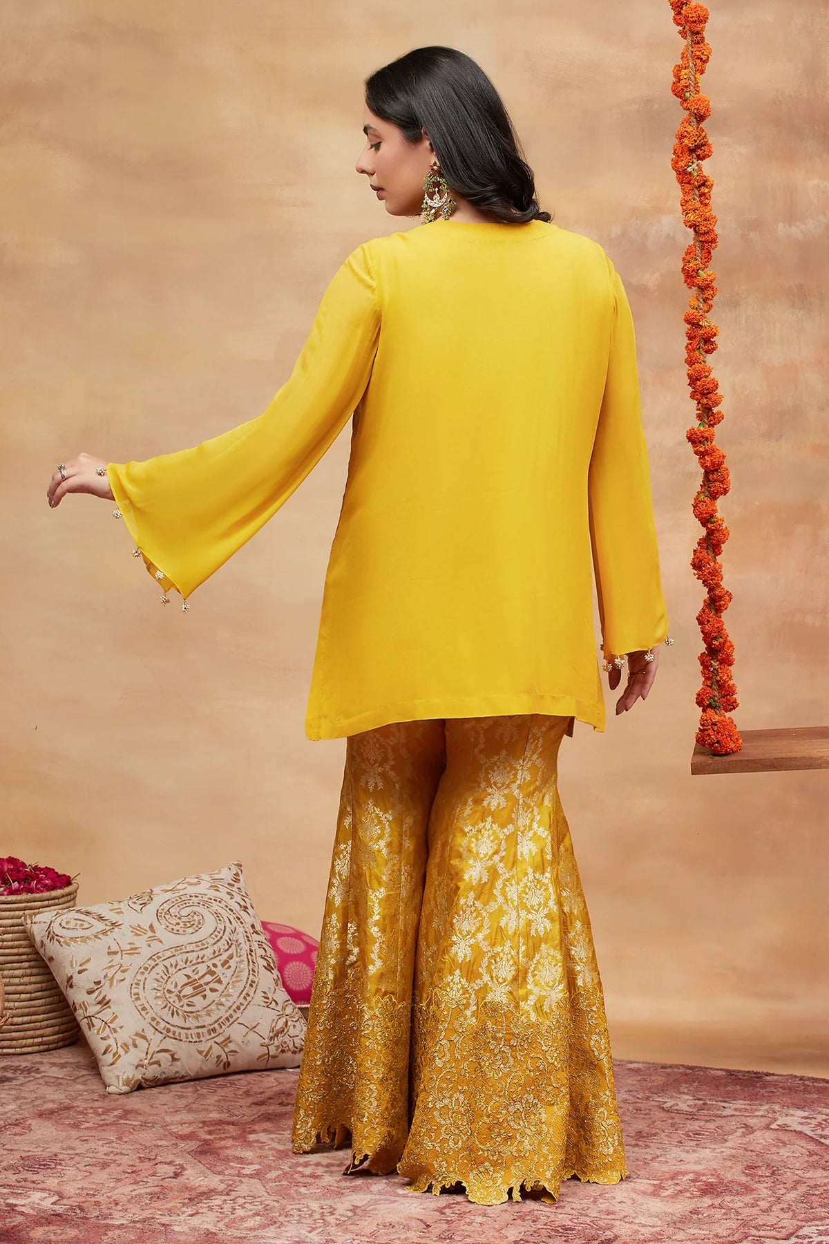 Namo Kanak Hand Embroidered Banarasi Sharara Set