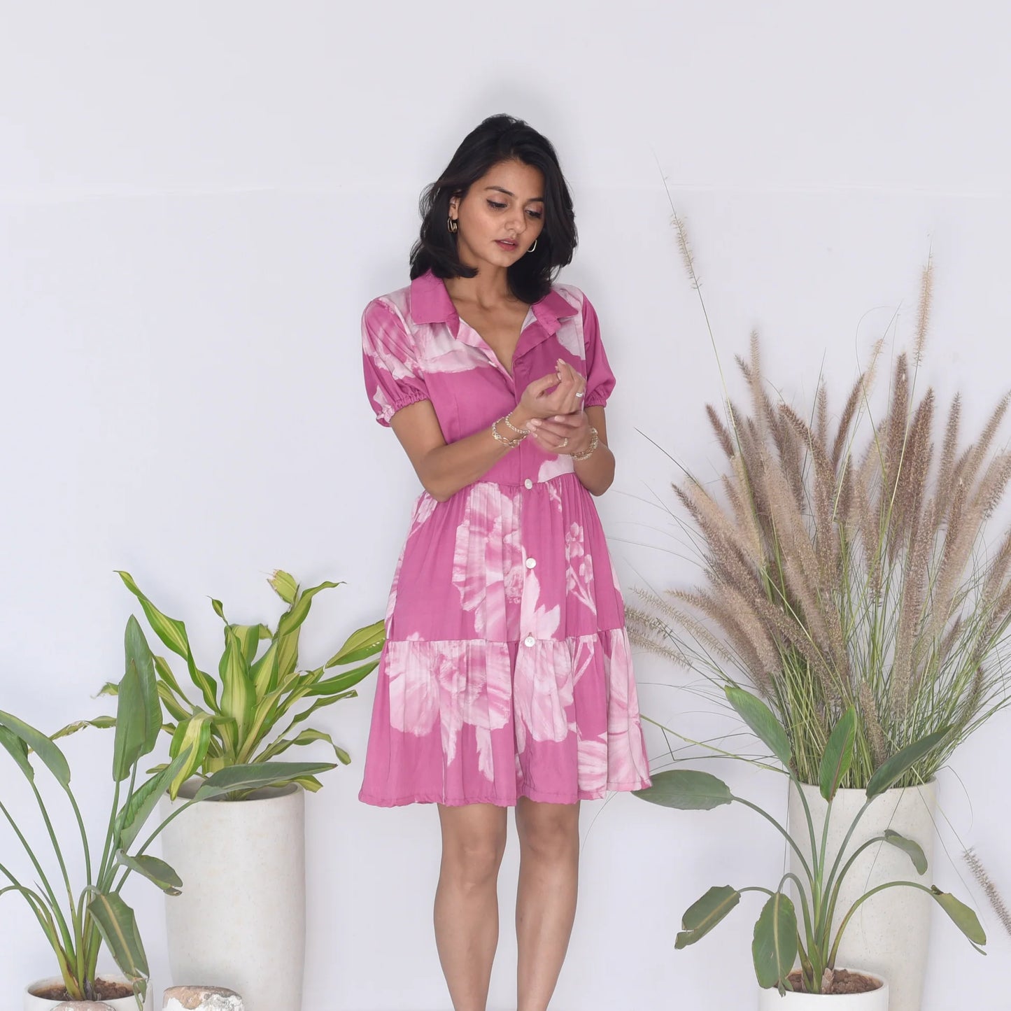 Nina Short Tiered Collared Dress