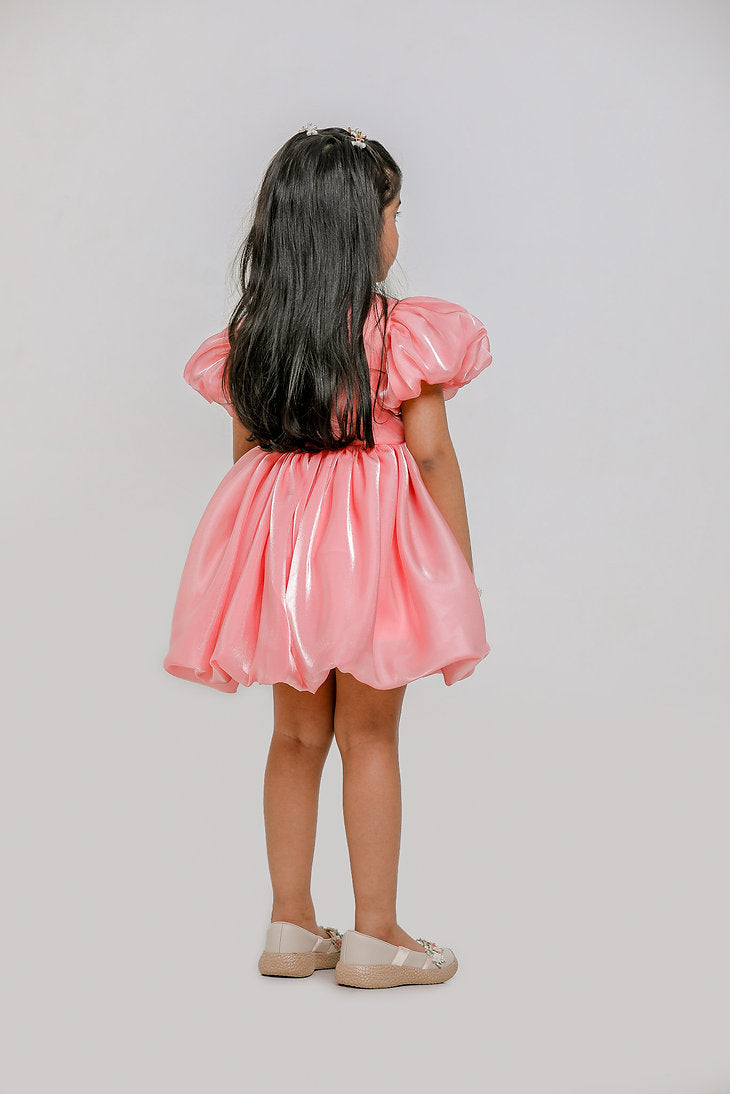 Peach Pearl Bow Dress