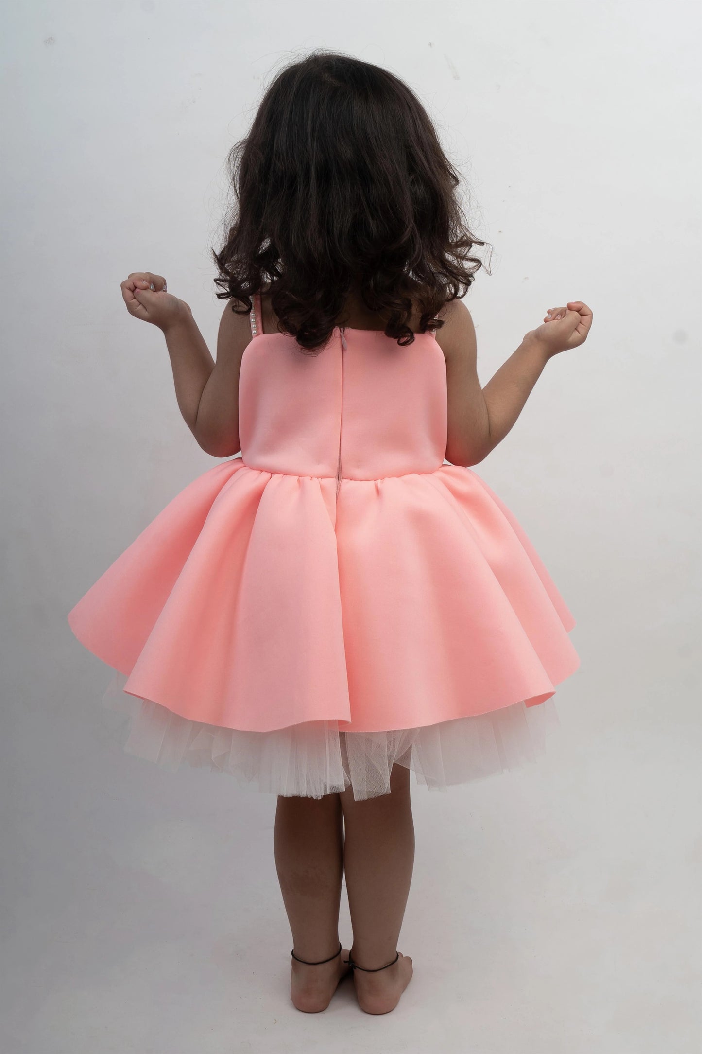 Peach White Dress
