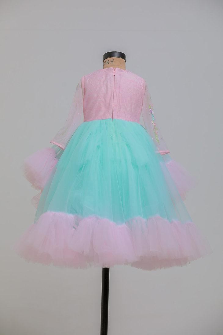 Pink Blue High Low Dress