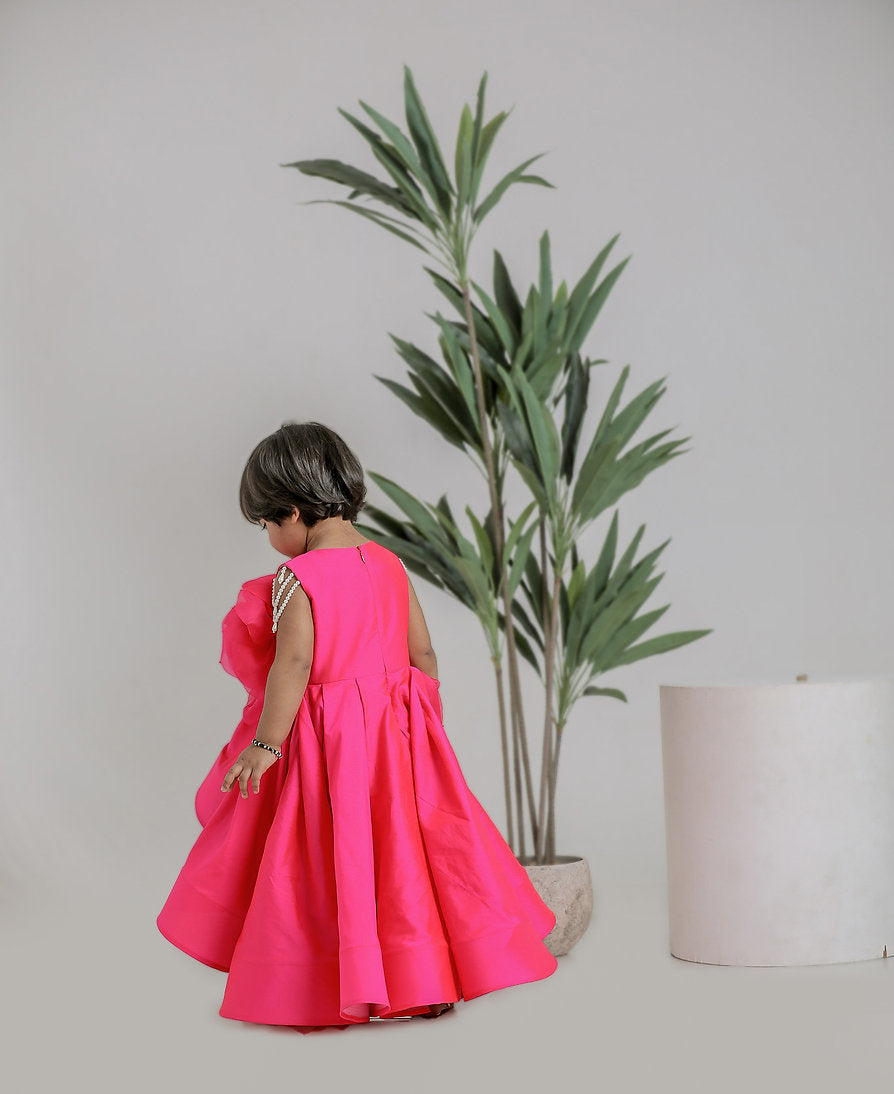 Pink High Low Flower Gown